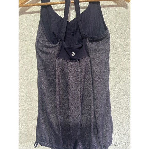 Lululemon Ruched Hem Tank Top Built-in Bra Purple Heathered Athletic Yoga M - Picture 8 of 10